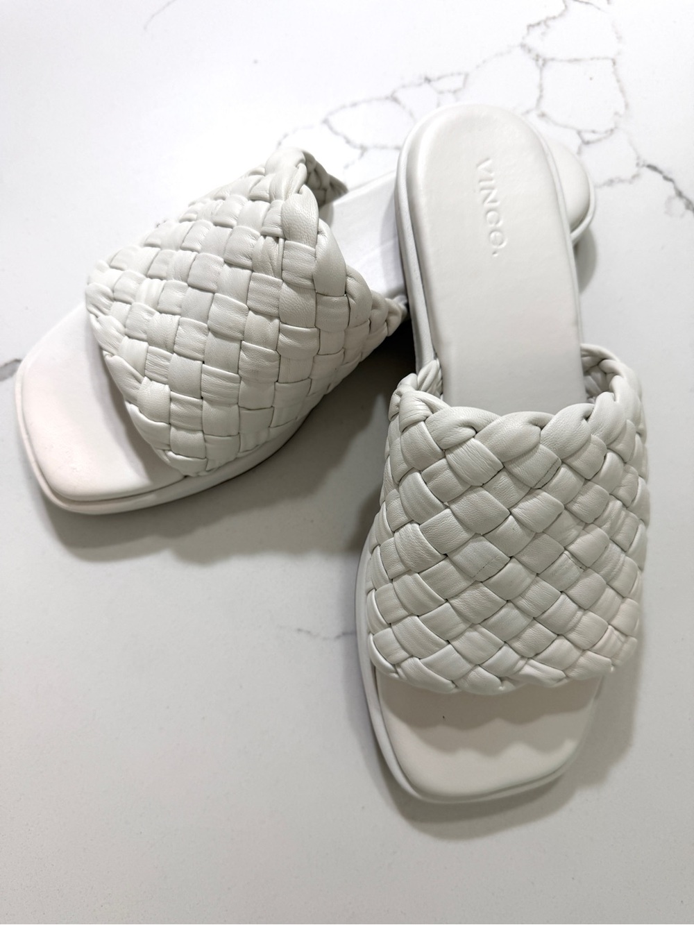 Vince Rumi White Braided Slide Mules